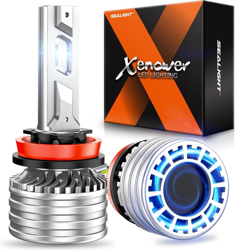 SEALIGHT مصباح LED H11، مصابيح ضباب X4i، 70,000 لومن الأكثر سطوعًا، 6500 كلفن أبيض بارد، تركيب سهل خلال 3 دقائق، عمر افتراضي 10 سنوات، توصيل وتشغيل، مقاوم للماء IP68، عبوة من 2 - Image 1
